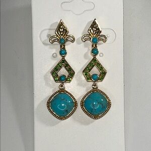 NWOT Gold Plated Sterling Silver Gemstone Earrings By Designer Dallas Prince